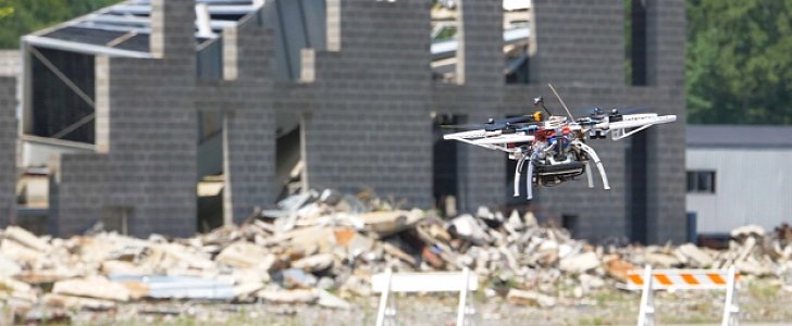 DARPA autonomous drone over mock city in Georgia