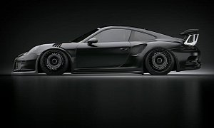 Darth Vader Porsche 911 GT3 RS Rendered with New-Age Turbofan Wheels