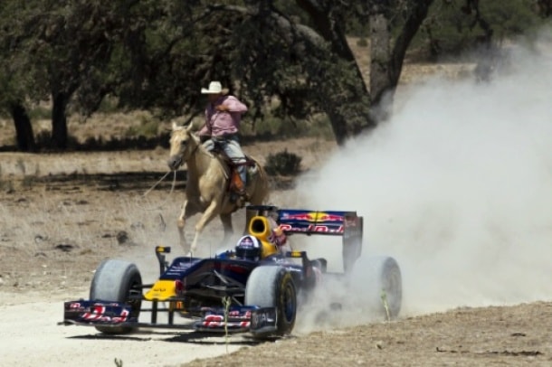 David Coulthard took the Red Bull Show Car off-road