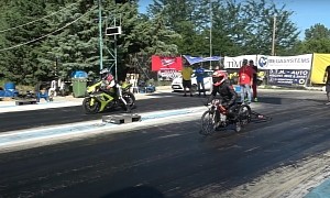 David Grabs Goliath by His Short and Curlies in This Quirky Motorcycle Drag Race