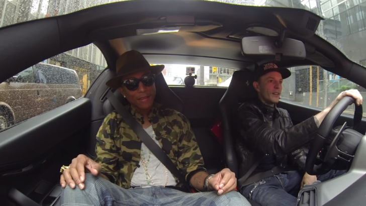 Deadmau5 and Pharrell Go for Coffee in Ferrari