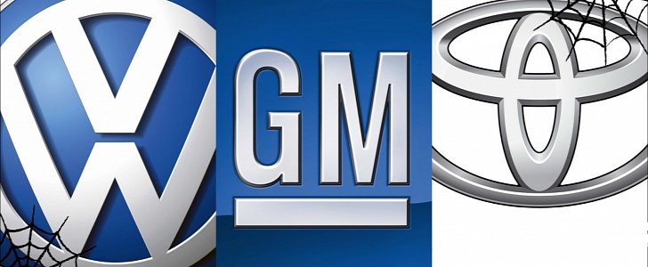 VW, GM and Toyota Logos