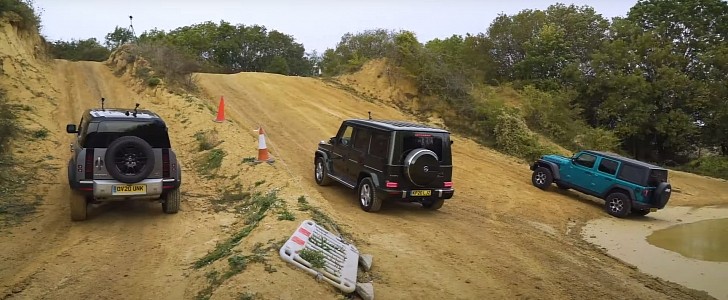 Defender Vs Wrangler Vs G Class Off Road Challenge Ends With Two Losers Autoevolution
