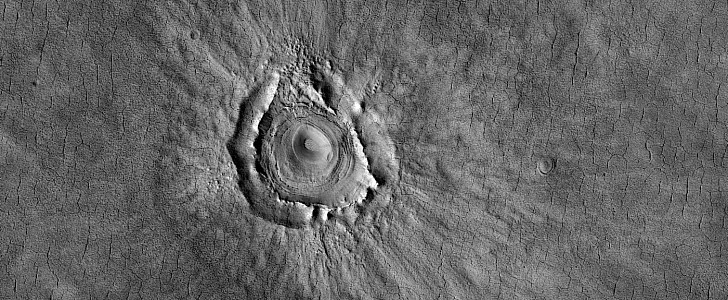 Strange nipple-like impact crater on Mars