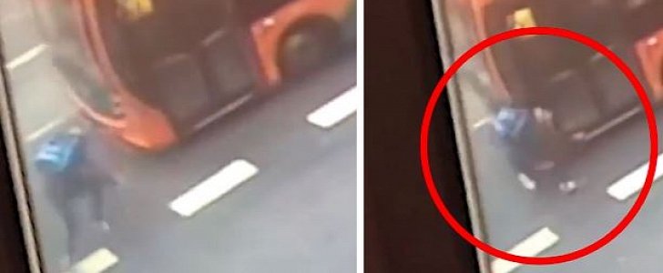 Confused cyclist walks into moving bus after hitting his head in fall 