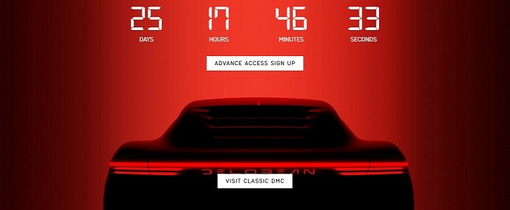 DeLorean made a countdown clock to reveal its first concept, but it does not seem to be the EVolved