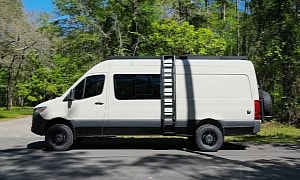 Deluxe Sprinter Camper Van Features a Cleverly Arranged Layout With an Elevator Bed