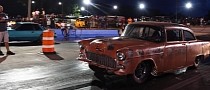 Derelict 1955 Chevy Bel Air Drags Nitrous Mustang, Pulls an All-Motor BBC Surprise