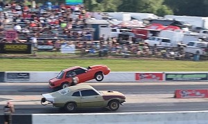 Derelict Ford Maverick Drag Races Fox Body Mustang, a Power Wheelie Settles the Case