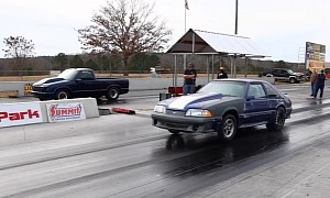 Derelict Turbo Fox Body Mustang Drags Feisty Chevy Truck, Someone Gets Shamed