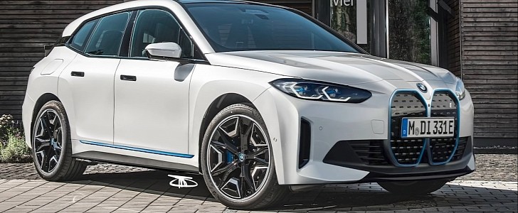 BMW iX rendering with i4 front fascia by The Sketch Monkey