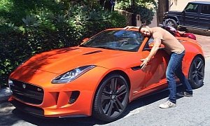 “Desperate Housewives” Jesse Metcalfe Hugs His Jaguar F-Type: Tesla Model S too Boring?