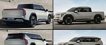Digitally Elongated Kia EV9 Pickup Truck Looks Ready for an F-150 Lightning Brawl