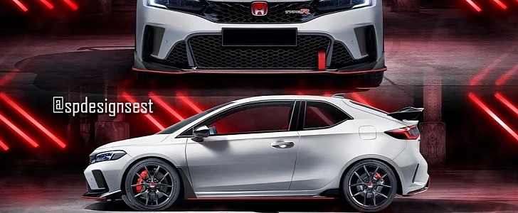 2023 Honda Civic Type R Three-Door Hot Hatch rendering by spdesignsest 