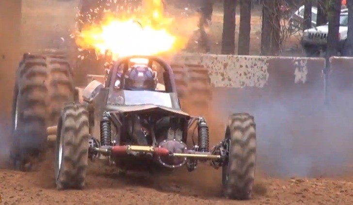 Dirt Drag Racing in Flames