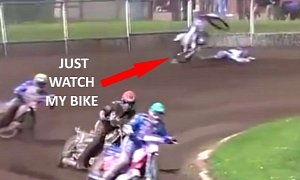Dirt Track Bike Runs Amok, Attacks Rider and Audience