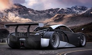 Dismantled Pagani Huayra Rendered with Huge Wing Is a Butcher's Hypercar