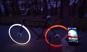 DIY Bike With Wheels Made From Hot Glue Gun Sticks Gets RGB Color-Changing Strip Lights