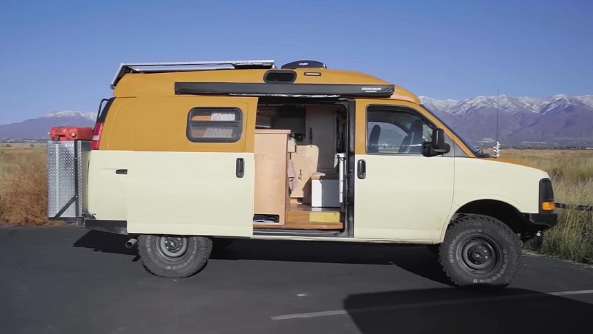 DIY Chevy Camper Van With Custom Roof Raise Packs Many Features in a Very Compact Space
