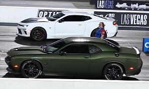 Dodge Challenger Drags Chevy Camaro, the Winner Takes on the Mighty C8 Corvette
