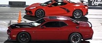 Dodge Challenger Drags Chevy Corvette, Hellcat Versus C8 Gaps Are Shrinking