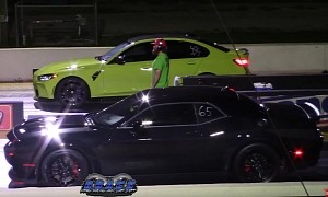 Dodge Challenger Hellcat and New BMW M3 Go to Quarter-Mile War
