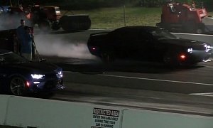 Dodge Challenger Hellcat Drag Races Chevrolet Camaro SS, America Wins
