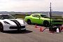 Dodge Challenger Hellcat Drag Races Corvette Z06 in the Half-Mile, America Wins