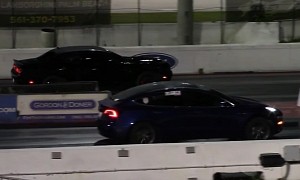 Dodge Challenger Hellcat Drags Tesla Model 3 and the Unthinkable Happens, Twice