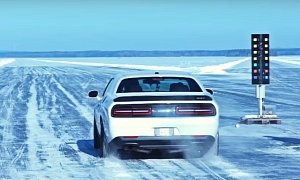 Dodge Challenger Hellcat Hits 171 MPH During Ice Speed Record Attempt in Sweden