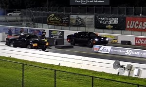 Dodge Challenger Hellcat Surprised by Sleeper Dakota in All-American Drag Race
