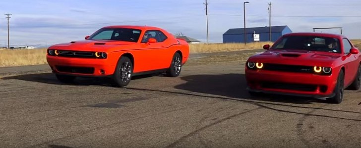 Dodge Challenger Hellcat vs. Challenger GT AWD Drag Race