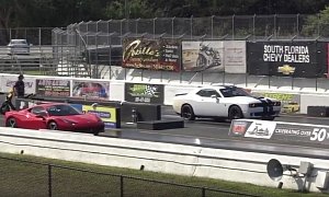 Dodge Challenger Hellcat vs. Ferrari 458 Drag Race Just Isn't Fair