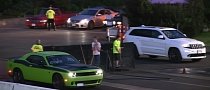 Dodge Challenger Hellcat vs. Jeep Grand Cherokee SRT Drag Race Is a Bummer