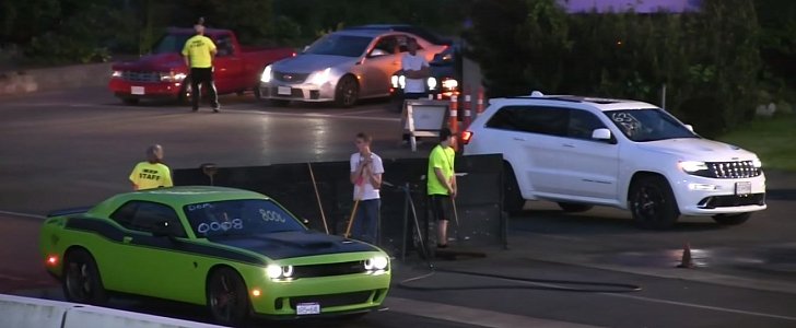 Dodge Challenger Hellcat vs. Jeep Grand Cherokee SRT Drag Race