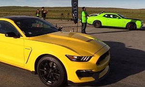 Dodge Challenger Hellcat vs Mustang Shelby GT350 Is an Apple-to-Orange Drag Race