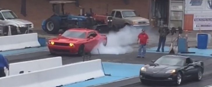 Dodge Challenger Scat Pack 392 vs. C6 Corvette Grand Sport Drag Race