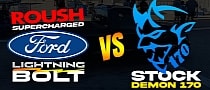 Dodge Challenger SRT Demon 170 Drags RWD Roush Ford 'Lightning Bolt' and Eats It
