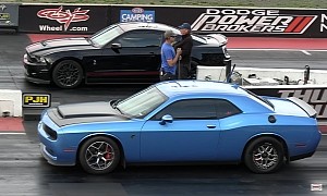 Dodge Challenger SRT Hellcat Drags Ford Mustang Shelby GT500, Someone Takes a Big Beating!