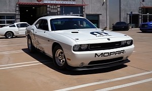 Dodge Challenger With Viper V10: All-Motor Dragster Being Driven on the Street