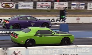 Dodge Charger Hellcat Drag Races Challenger Scat Pack, America Wins