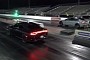 Dodge Charger Hellcat Drag Races Tesla Model 3, Driveshaft Goes Bye-Bye