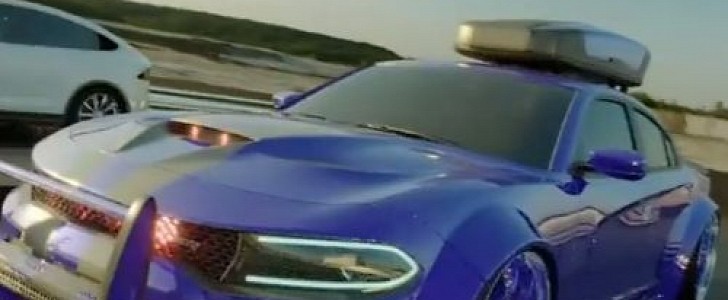 Dodge Charger Hellcat "Road Runner" Drag Races via Rocket Thruster