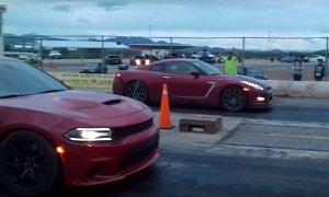 Dodge Charger Hellcat Roasts Nissan GT-R and Audi R8 at the Drag Strip