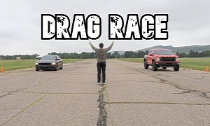 Dodge Charger Police Car Drag Races 2023 Ford F-150 Raptor R, It's Not Even Close