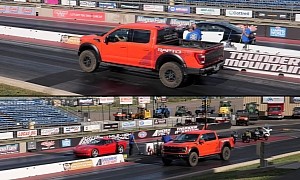 Dodge Charger Police Car Races 2023 Ford F-150 Raptor R, Winner Gets to Race a C6 Corvette