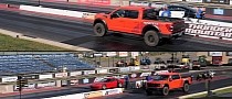 Dodge Charger Police Car Races 2023 Ford F-150 Raptor R, Winner Gets to Race a C6 Corvette