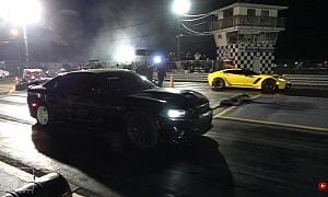 Dodge Charger SRT Hellcat Thrice Drags Chevy Corvette Z06, Loser Got Home on Foot