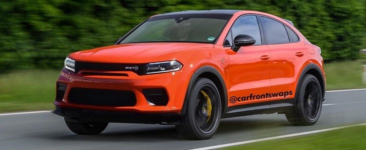 Dodge Charger face swap for Porsche Cayenne Coupe rendering