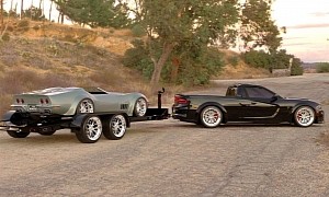 Dodge Charger Ute Naturally Gets Digital Custom Trailer, Hauls C3 Corvette Speedster